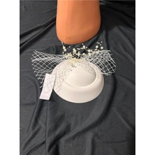 Bba New Trend Nikah Şapkası Beyaz Fascinator El Yapımı Vualet Nikah Şapkası Şık Vualet Gelin Şapkası Nikah Şapkası Fascinator Hat Kadın Saç Aksesuarı Parti Davet Mezuniyet Yılbaşı Şapkası