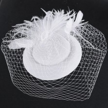 Bba New Trend Vualet Nikah Şapkası Fascinator Tüllü ,gelin Nişan Söz Kına Düğün Davet Kokteyl Saç Aksesuarı,fascinator Şapka Tüllü Nikah Düğün Kına Mezuniyet Davet Saç Aksesuarı