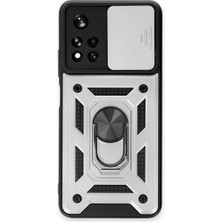 Mabelme Store Xiaomi Redmi Note 11T Kılıf Pars Lens Yüzüklü Silikon - Gümüş