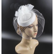 Bba New Trend Nikah Şapkası Beyaz Fascinator El Yapımı Vualet Nikah Şapkası Gelin Şapkası Kadın Fascinator Hat Düğün Nişan Söz Kına Kokteyl Parti Şapkası
