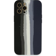 Mabelme Store Apple Iphone 12 Pro Kılıf Ebruli Lansman Silikon - Siyah-Lacivert