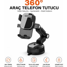 Ayers 360° Döner Çok Eklemli Vakumlu Araç Içi Telefon Tutucu