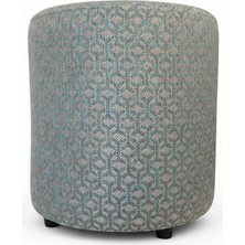Elanora Home Premium Keten Dokulu Antibakteriyel Tasarım Puf | Modern Geometrik Desenli