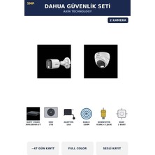 Dahua 2 Kameralı 5mp Güvenlik Kamera Seti 5mp Full Color Sesli Dome+Bullet 2tb ~47 Gün Kayıt