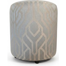 Elanora Home Premium Keten Dokulu Antibakteriyel Tasarım Puf | Modern Geometrik Desenli