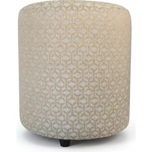 Elanora Home Premium Keten Dokulu Antibakteriyel Tasarım Puf | Modern Geometrik Desenli