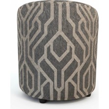 Elanora Home Premium Keten Dokulu Antibakteriyel Tasarım Puf | Modern Geometrik Desenli