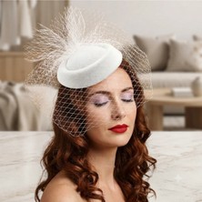 Bba New Trend Vualet Şapkafascinator, Nikah Şapkası, Gelin Şapkası, Mini Şapka, Tüllü Şapka, Tüylü Şapka, Vintage Şapka, Davet Şapkası, Kokteyl Şapkası,