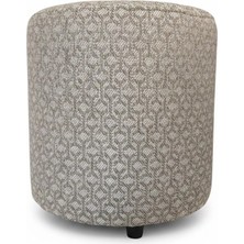Elanora Home Premium Keten Dokulu Antibakteriyel Tasarım Puf | Modern Geometrik Desenli