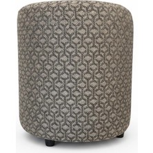 Elanora Home Premium Keten Dokulu Antibakteriyel Tasarım Puf | Modern Geometrik Desenli