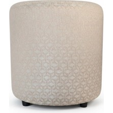 Elanora Home Premium Keten Dokulu Antibakteriyel Tasarım Puf | Modern Geometrik Desenli