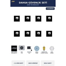 Dahua 8 Kameralı 2mp Güvenlik Kamera Seti Sesli Gece Görüşlü Dome Iç Mekan 1tb ~11 Gün Kayıt
