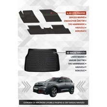 Drs Tuning Sahler C5 Aircross 2019-2025 Uyumlu 4.5d Premium Havuzlu Oto Paspas ve Liner Marka 3D Üst Bagaj Havu