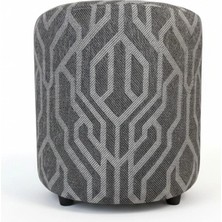 Elanora Home Premium Keten Dokulu Antibakteriyel Tasarım Puf | Modern Geometrik Desenli