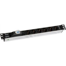 Uranium 6 Lı Pdu 1u 1X16 Sigorta 3x1.5mt Kablo Alüminyum Rackmount Grup Priz