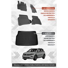 Drs Tuning Sahler Volskwagen T-Cross 2022+ Uyumlu 4.5d Premium Havuzlu Oto Paspas ve Liner Marka 3D Üst Bagaj H