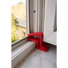 Yüksek Dolgulu- Büyük - Balkon Pencere Durdurucu - Pencere Stoperi (1 Adet Plastik) Kapı Stoperi Kırmızı