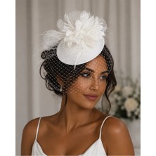 Bba New Trend Nikah Şapkası Beyaz Fascinator Gösterişli Beyaz Gelin Şapkası Zarif Vualet Nikah Şapkası Gelin Şapkası Fascinator Hat