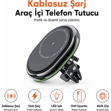 Ayers Kablosuz Şarjlı Manyetik Araç Telefon Tutucu