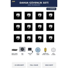 Dahua 12 Kameralı 2mp Güvenlik Kamera Seti Gece Renkli Full Color Sesli Dome 2tb ~15 Gün Kayıt