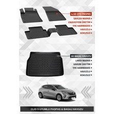 Drs Tuning Sahler Renault Clio 5 2020+ Uyumlu 4.5d Sahler Premium Havuzlu Paspas ve Liner Marka 3D Bagaj Havuzu