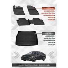 Drs Tuning Sahler Hyundai Elantra 2021+ Uyumlu 4.5d Premium Havuzlu Oto Paspas ve Liner Marka 3D Bagaj Havuzu