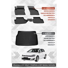 Drs Tuning Sahler Volkswagen Golf 7 2013-2020 Uyumlu 4.5d Premium Havuzlu Paspas ve Liner Marka 3D Üst Bagaj Ha