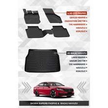 Drs Tuning Sahler Skoda Superb 2024+ Uyumlu 4.5d Premium Havuzlu Oto Paspas ve Liner Marka 3D Bagaj Havuzu