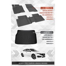 Drs Tuning Sahler Honda Civic 2016-2021 Uyumlu 4.5d Premium Havuzlu Oto Paspas ve Liner Marka 3D Bagaj Havuzu -