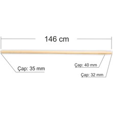 M3 Decorium En Kalın Sağlam Uzun 150 cm Kırılmaz Gerçek Ahşap Odun  Kazma Kürek Tırmık Sapı Kolu Sopası Tutacağı Bel Çapa Süpürge Bahçe Tırmığı Balta Sapı