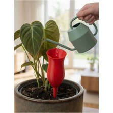 Lale Şeklinde Bitki Sulama Kabı Kırmızı Damıtma - Plastik