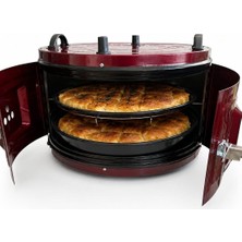 Muhtelif Yıldız 37 Litre Çift Tepsili Yuvarlak Fırın  Elektrikli Davul Fırın Termostatlı Ev Tipi Börek Pide Fırını