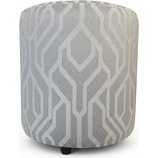 Elanora Home Premium Keten Dokulu Antibakteriyel Tasarım Puf | Modern Geometrik Desenli