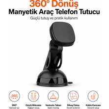 Ayers 360° Döner Manyetik Araç Telefon Tutucu – Vantuzlu ve Ayarlanabilir