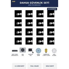 Dahua 16 Kameralı 5mp Güvenlik Kamera Seti 5mp Full Color Sesli Bullet Dış Mekan 4tb ~11 Gün Kayıt