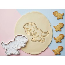 T-Rex Kurabiye Kalıbı 9 cm – Plastik Pla Hamur Kesici | Dinozor Temalı Şekil
