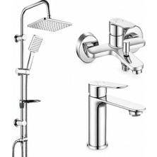 ECA E.c.a Ar Fast Banyo + Lavabo Bataryası Tema 53242 Rain Carismo Duş Sistemi Krom