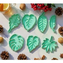Yaprak Kurabiye Kalıbı Seti – 7-8 cm | Tropikal & Doğal Yaprak Figürlü Cookie Cutter | Pla Plastik