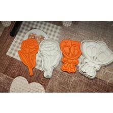 10 cm Gül ve Lale Buketi Kurabiye Kalıbı | 3D Baskı Plastik Kopat & Damga Seti