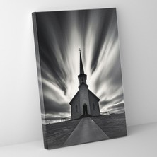 Painted Anarchy Kilise Teması Monokrom Manzara ile Dekoratif Duvar Unsuru Dekoratif Kanvas Tablo