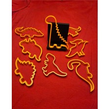 8’li Dinozor Kurabiye Kalıbı Seti 9-10 cm | 3D Baskı Plastik Kesici Set