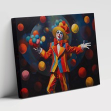 Painted Anarchy Çok Renkli Toplar ile Sirk Temalı Jonglör Palyaço Görseli Dekoratif Kanvas Tablo