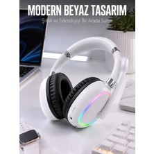 Belsina Kablosuz Bluetooth Mikrofonlu Beyaz Kulaklık  Rgb Işıklı - BLS1001057-8056