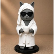 3D Home Bornozlu Kedi Figürü