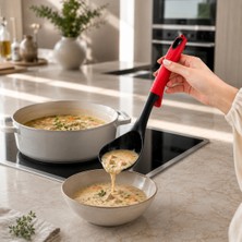 30 cm Plastik Kepçe 220 Derece Isıya Dayanıklı Bpa Free Yapışmaz Yüzey Uyumlu Çorba Servis Kepçesi Ergonomik Saplı Mutfak Kepçesi Sariva Home