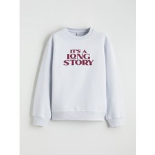 Lc Waikiki Yeni Sezon Bisiklet Yaka Baskılı Kız Çocuk Kalın Sweatshirt