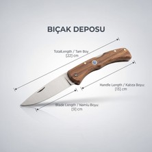 Bıçak Deposu Yeniçeri Ahşap Saplı Çakı - Avcı, Kamp ve Doğa Bıçağı 22 cm