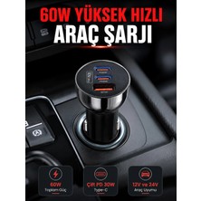 Najmaddin Karg Pd 30W Çift Usb-C Araç Şarj Cihazı 60W Hızlı Şarj Adaptörü Najmaddin