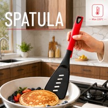 30 cm Plastik Spatula 220 Derece Isıya Dayanıklı Bpa Free Yapışmaz Yüzey Uyumlu Delikli Servis Spatulası Krep Balık Börek Pasta Kek Çevirme Spatulası Sariva Home
