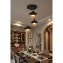 Zenova Model Siyah 3"lü Yemek Masası Oturma Çocuk Yatak Odası Modern Ledli Avize